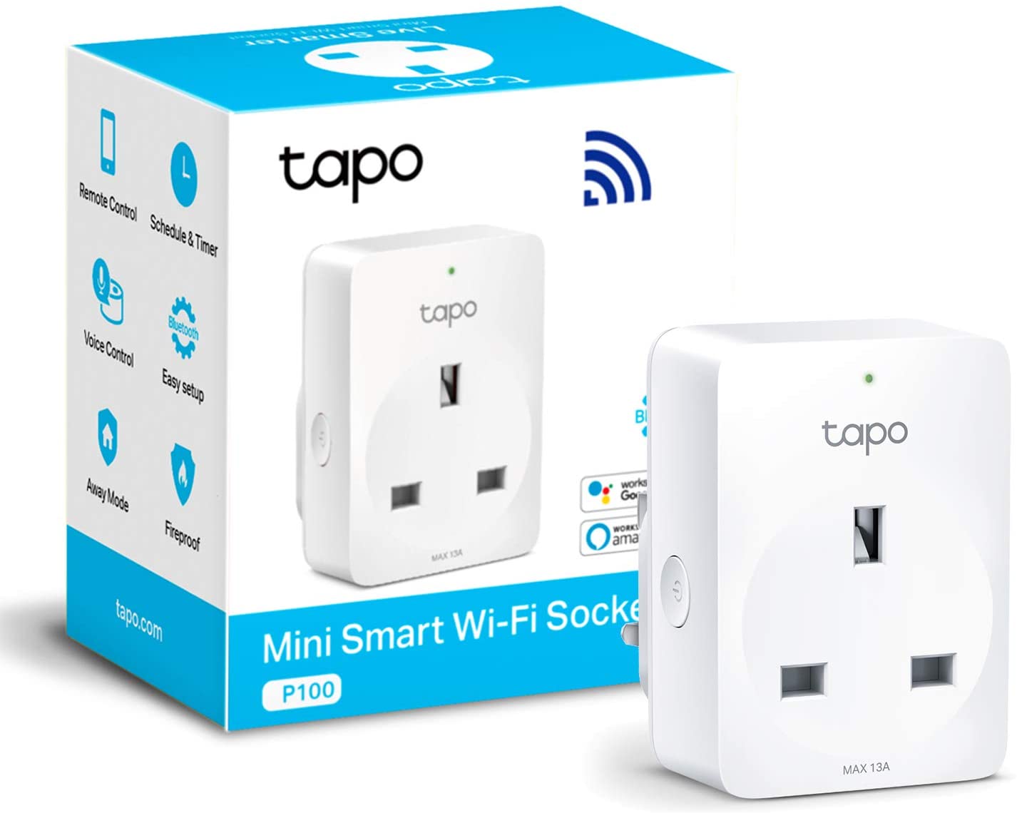 Tapo P100 Smart Plug, Wi-Fi Plug, App Remote Control, Alexa Plug, Voice Control with Alexa & Google, Away Mode