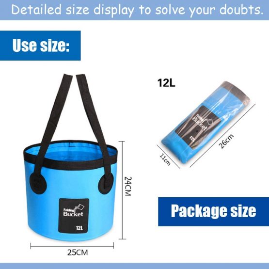 Collapsible Folding Bucket Portable (12L) Portable Lightweight Pail for Camping Traveling Hiking Fishing Boating and Gardening Foldable Water Bucket (Black) - Image 2