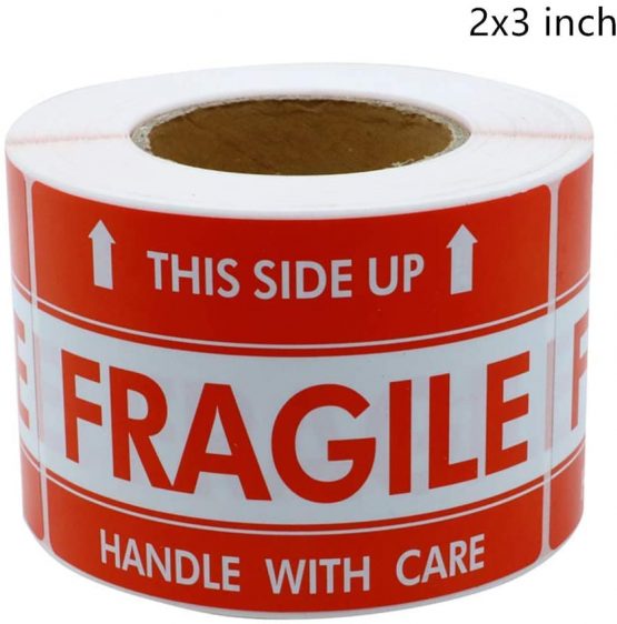 Hybsk Handle with Care This Side Up Fragile Stickers Shipping Address Warning Labels (2 * 3 inch)