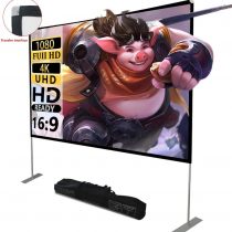 Projector Screen with Stand 100 inch 16:9 HD 4K Outdoor Indoor Projection Screen for Home Theater 3D Fast-Folding Projector Screen with Stand Legs and Carry Bag Projection Movie Wrinkle-Free