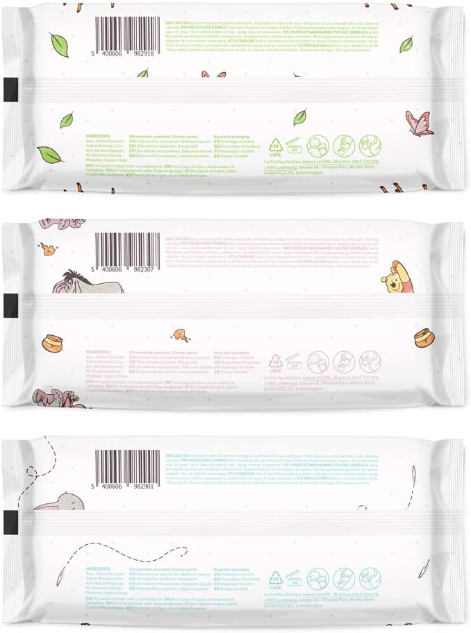 by Amazon Disney Baby Wipes, 99% Water, 720 Wipes, Unscented, 12 Pack of 60, 60 count (Pack of 12) - Image 3