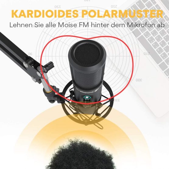 Condenser Microphone with One-Touch Mute MAONO AU-PM421 Professional Cardioid Podcast USB Mic 192KHZ/24BIT and Mic Gain Knob for Broadcasting, Recording, Gaming,YouTube - Image 2