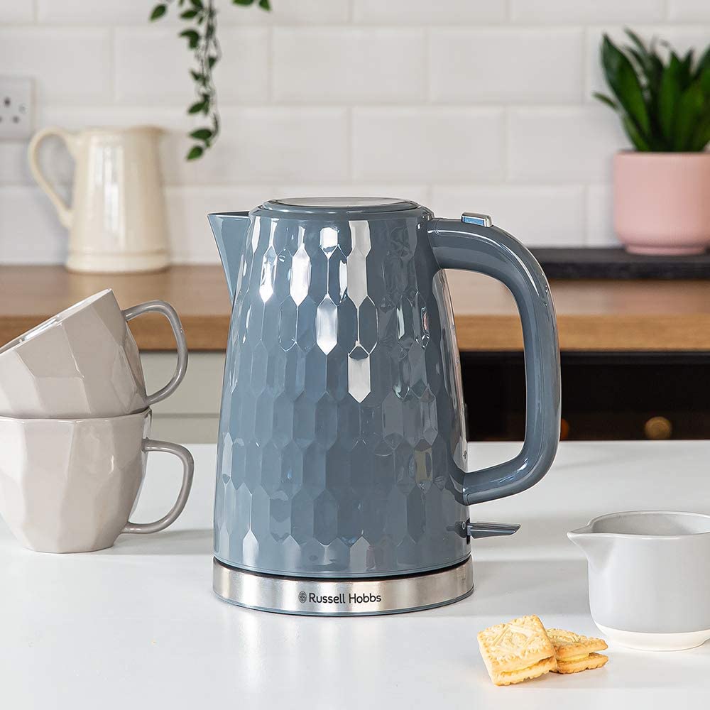 Russell Hobbs Honeycomb Electric 1.7L Cordless Kettle (Fast Boil 3KW, Grey premium plastic, matt & high gloss finish - Image 3