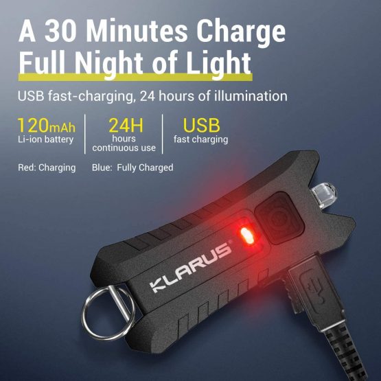 Klarus Mi2 Rechargeable LED Keyring Torch, 40 Lumens Small Lightweight Pocket Keychain Flashlight Powered by Bulid-in Battery - Image 4