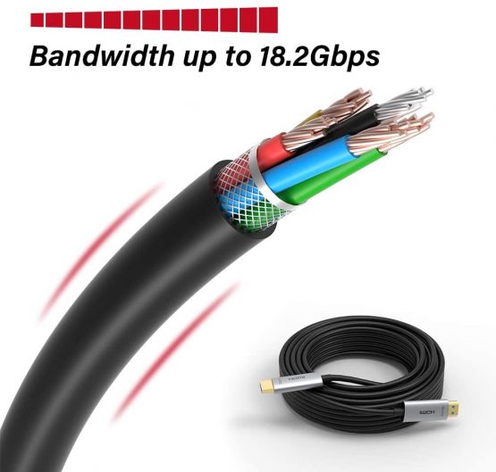 ATZEBE HDMI Cable 2M, Fibre Optic HDMI Cable High Speed 18Gbps HDMI 2.0 Support 4K@60Hz HDR10, 4:4:4, 3D, ARC, HEC, CEC, HDCP 2.2 - Image 4
