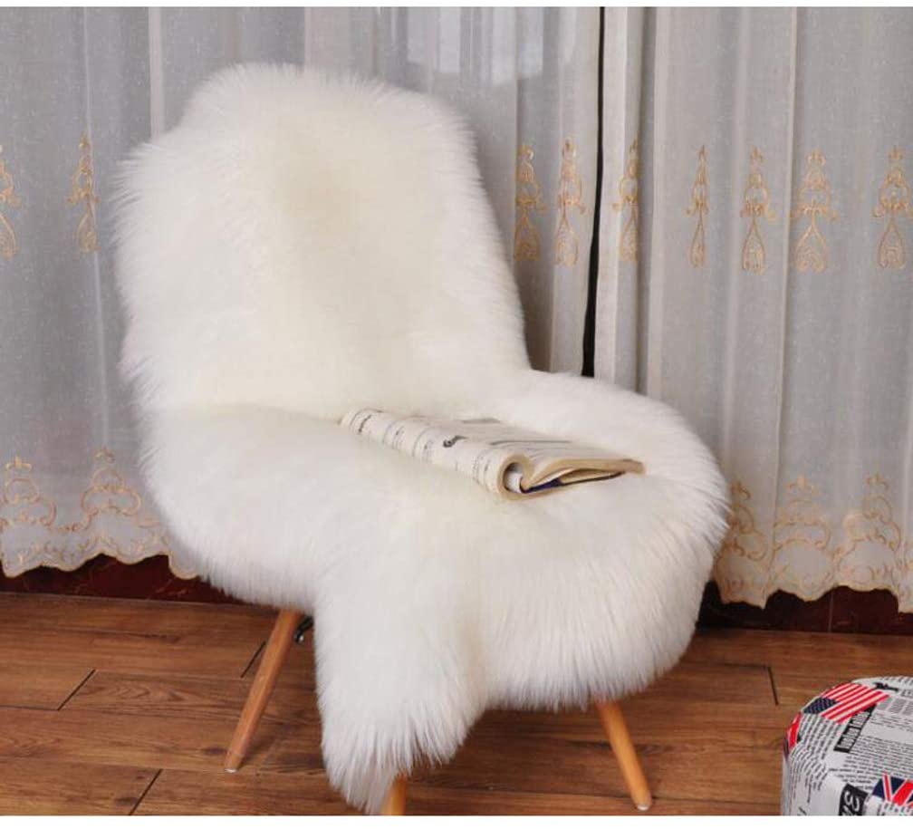 JXLOULAN Fluffy Sheepskin White Rug 50 x 80 cm Faux Fur Area Rugs for Bedroom Decor Rugs Living Room Chair Sofa - Image 3