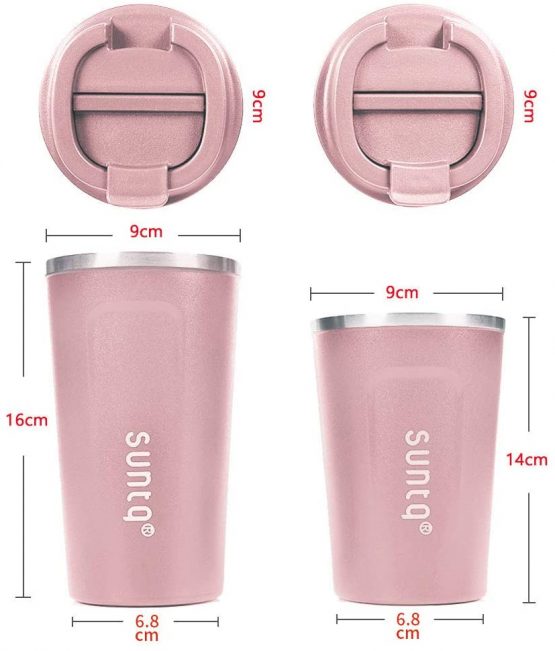 SUNTQ Reusable Coffee Cups Travel - Coffee Travel Mug with Leakproof Lid - Thermal Mug Insulated Cup - Stainless Steel Coffee Travel Cup - for Hot and Cold Drinks, 13oz/380ml, Pink - Image 4