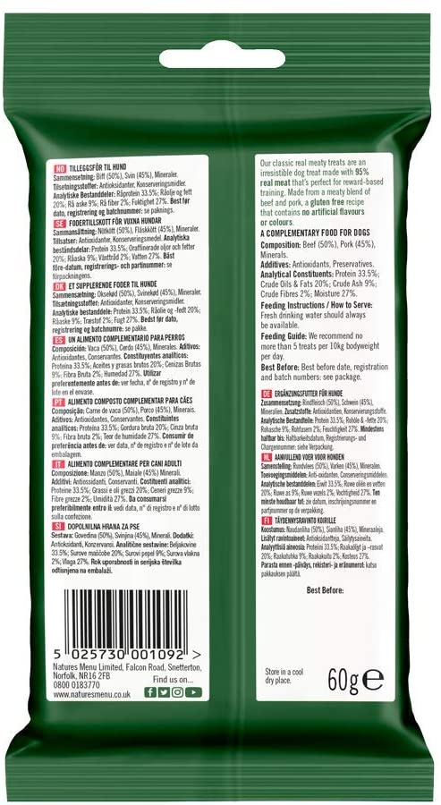 Natures Menu Real Meaty Dog Treats with Beef (12 x 60g), 60 g (Pack of 12) - Image 2