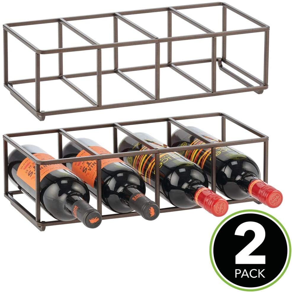 mDesign Set of 2 Free Standing Wine Rack — Wine Holder for up to 8 ...