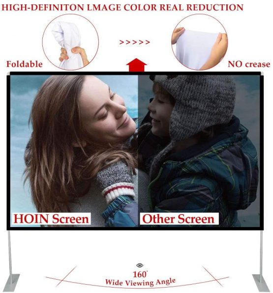 Projector Screen with Stand 100 inch 16:9 HD 4K Outdoor Indoor Projection Screen for Home Theater 3D Fast-Folding Projector Screen with Stand Legs and Carry Bag Projection Movie Wrinkle-Free - Image 3