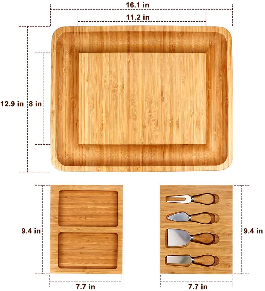 Bamboo Cheese Board with Cheese Tools - Image 3