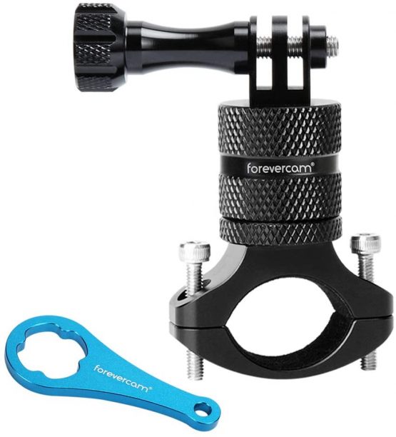 Forevercam Bicycle Mount Action Camera Handlebar, Aluminium Alloy Mountain Bike Holder 360 Degree Rotation Rack Cradle Compatible GoPro Models/Action Cameras