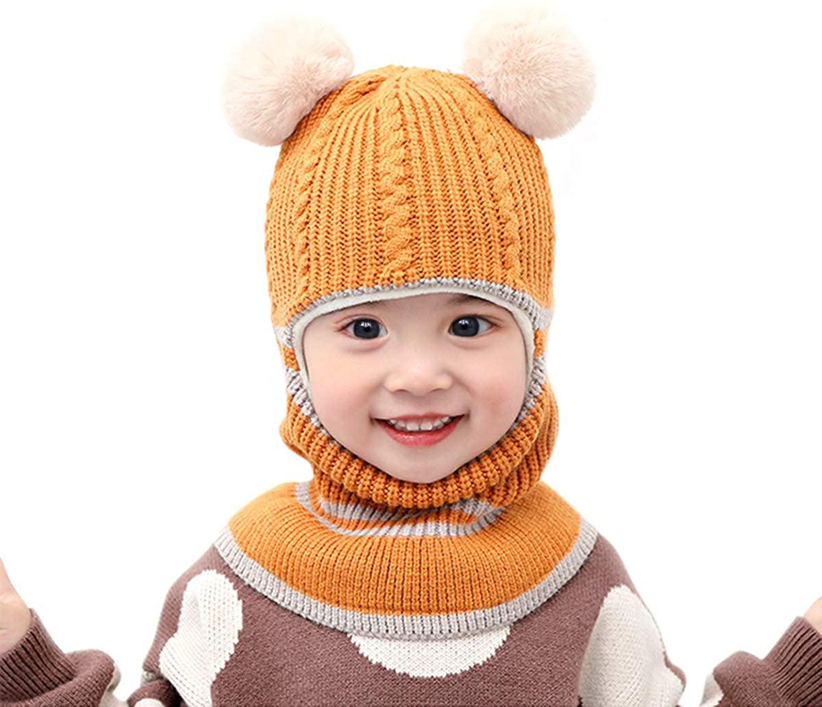 EMore Baby Kids Boys Girls Winter Hat Scarf Set, Children Warm Beanie