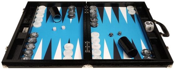 Wycliffe Brothers Tournament Backgammon Set, Black with Blue Field - Gen III - Image 4