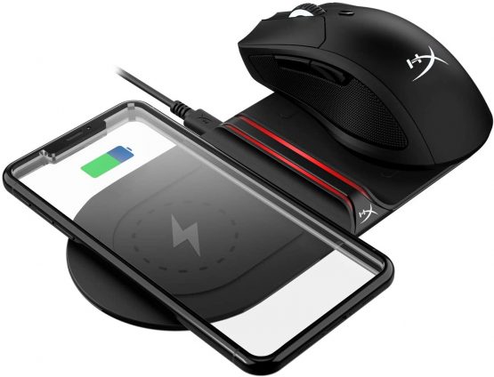 HyperX HX-CPBS-G ChargePlay Base - Qi-Certified Wireless Charger, Dual Pad, Charge up to two devices, Up to 10W Charging, Battery Indicator, Compatible with Qi-Enabled Devices (UK plug) - Image 3