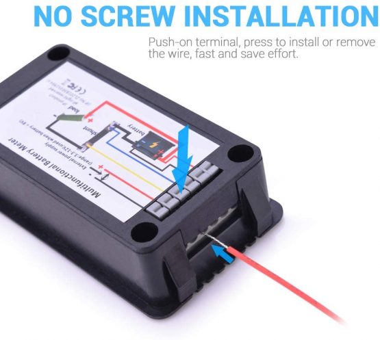 MICTUNING LCD Display DC Battery Monitor Meter 0-200V Voltmeter Ammeter for Cars RV Solar System - Image 4
