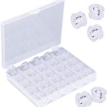 25 Pieces Sewing Machine Bobbins, Transparent Plastic Sewing Machine Bobbins in Box, for Singer/Brother/Janome