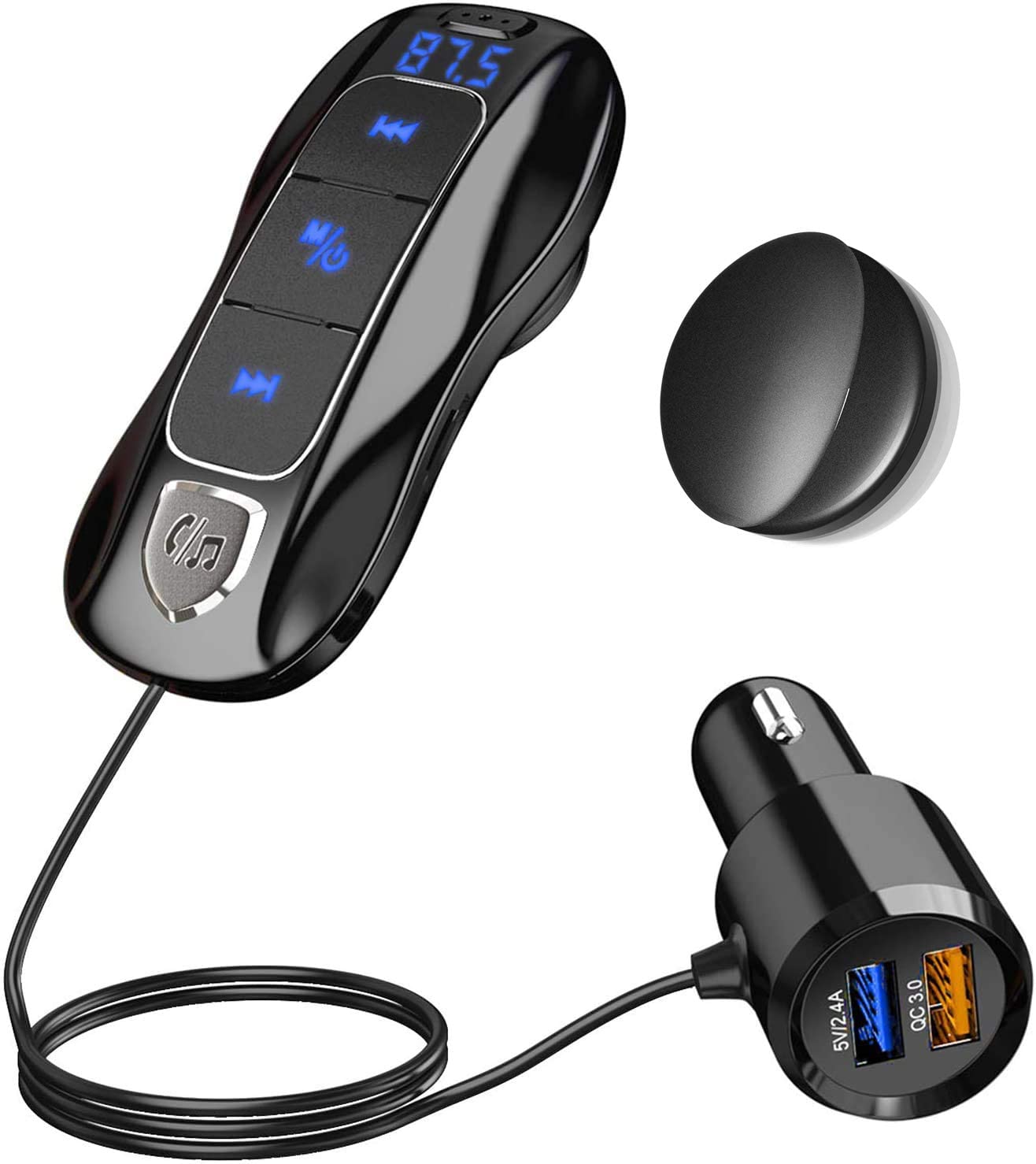 SONRU Bluetooth 5.0 FM Transmitter, Bluetooth Adapter Car Radio Audio  Transmitter Handsfree Car Kit with QC3.0 USB Port,A2DP Crystal Sound, 1.1M  Cable, Battery Voltage Display, TF Card Play – BigaMart