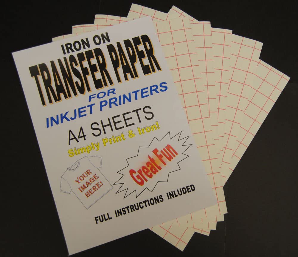Inkjet Printable Iron On T Shirt & Fabric Transfer Paper for Light Fabrics 10 A4 Sheets, White - Image 2