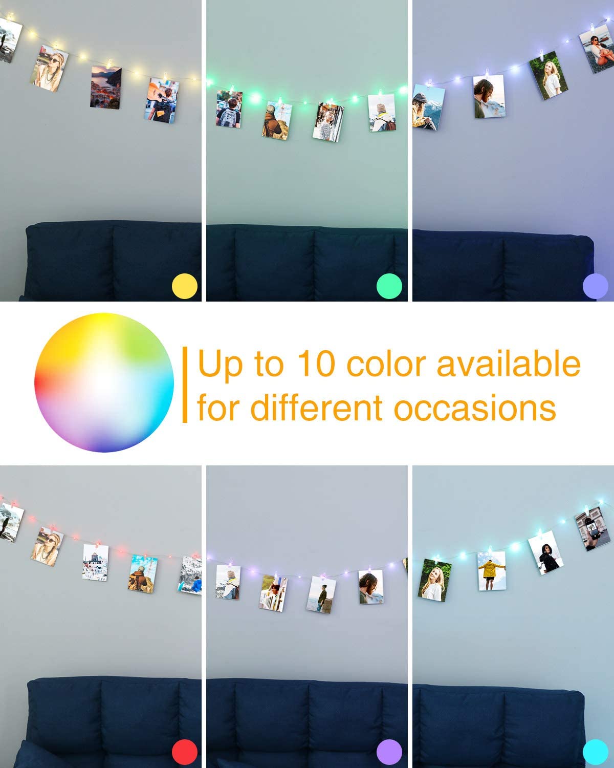 litogo 100LED Dimmable Photo Clip String Lights with Remote - Image 2