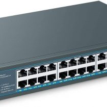 YuanLey 26 Port PoE Switch, 24 PoE+ Port 100Mbps, 2 Uplink Gigabit, 802.3af/at 400W High Power, Rackmount Unmanaged Plug and Play