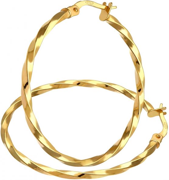 Citerna Women 9 ct Yellow Gold Twisted Hoop Earrings