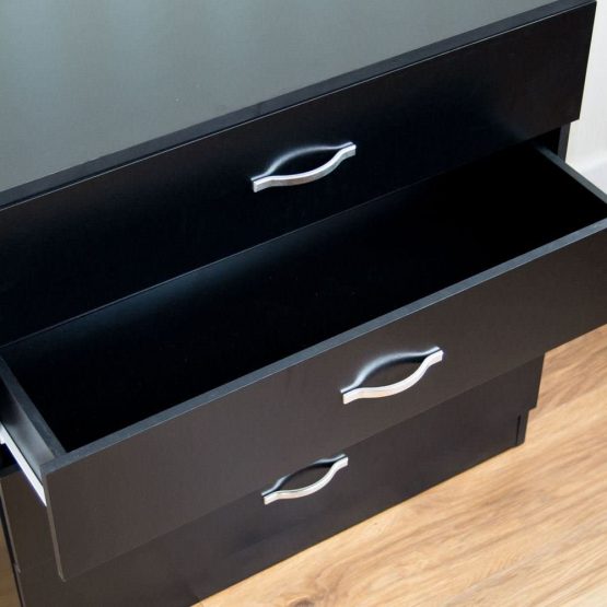 Vida Designs Black Chest of Drawers, 4 Drawer With Metal Handles and Runners, Unique Anti-Bowing Drawer Support, Riano Bedroom Furniture - Image 4