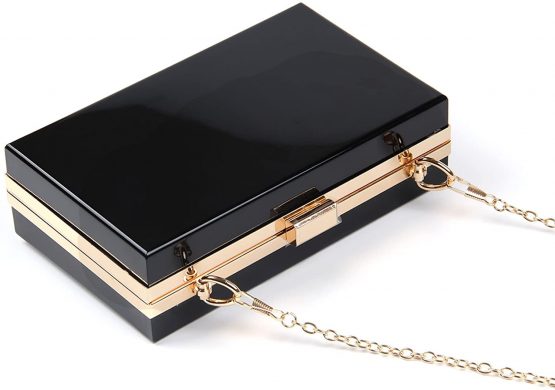 EVEOUT Womens Acrylic Transparent Evening Clutches Clear Box Handbag Cross Body Purse Bag Shoulder Bag Black - Image 2
