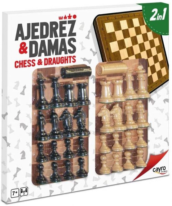 Cayro - Wooden Chess and Checkers - Game of observation and logic - table game - Development of cognitive skills and multiple intelligences - Traditional game (094)