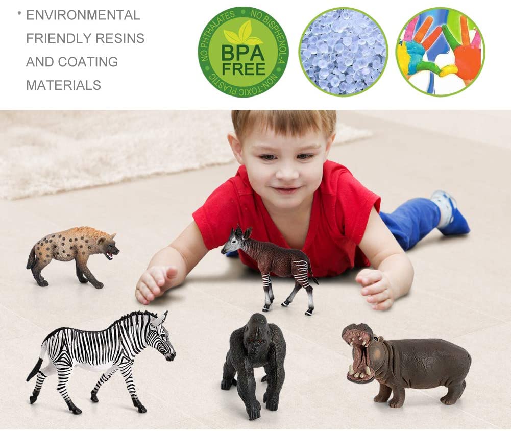 Volnau Safari Animal Figurines Toys 13PCS Africa Figures for Kids Toddlers Christmas Decoration Gift Preschool Educational Zoo Pack Lion Jungle Forest King Set - Image 2
