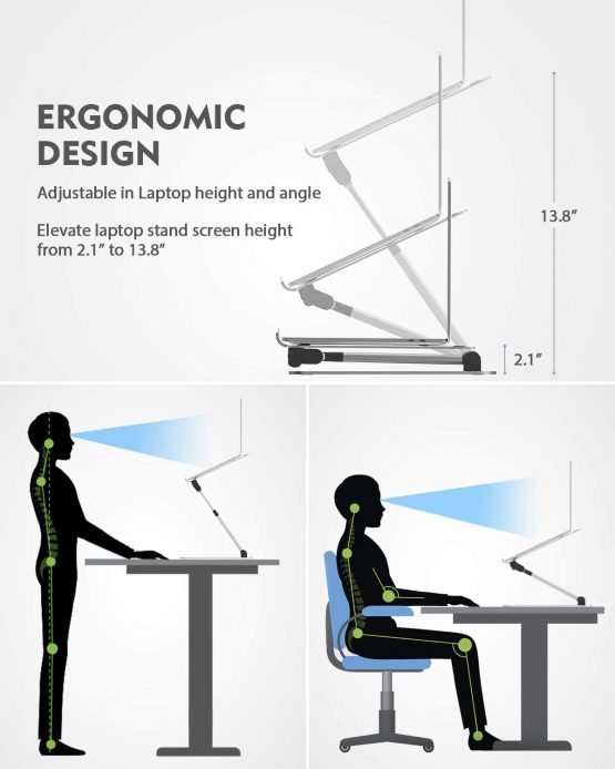Nulaxy Laptop Stand, Adjustable Laptop Stand Ergonomic Stand Laptop Holder, Adjustable Height from 2.1" to 21", Supports up to 22lbs, Compatible with MacBook, All Laptops Tablets 10-17"(Space Grey) - Image 2