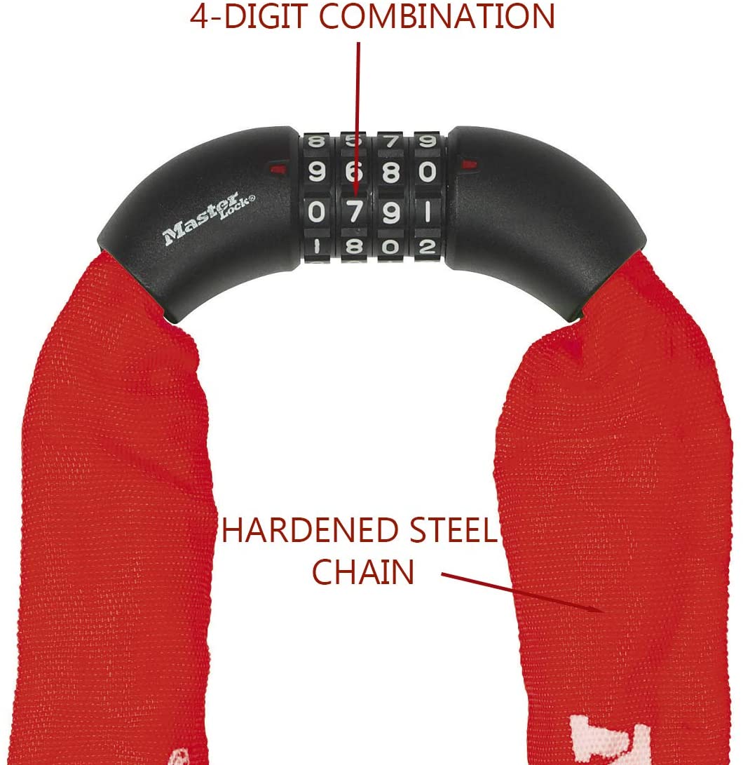 Master Lock Bike Chain Lock, Combination Lock, 90 cm Chain, Random Color 8392EURDPROCOL, Use with Electric, Mountain, Road - Image 4