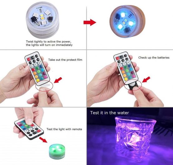 10pcs Submersible LED Lights Tea Lights Candle, RGBW Color Changing with Remote, CR2450 Battery Operated, Waterproof for Pond, Fountain, Paper Lantern, Wedding Party Table Centerpieces - Image 4