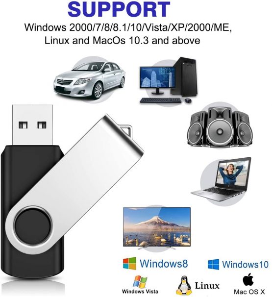 2GB USB Memory Stick 10 Pack JEVDES Pen USB 2.0 Flash Drive Swivel Design Thumb Drive For Data Storage Zip Drive Jump Drive with LED Light - Image 3