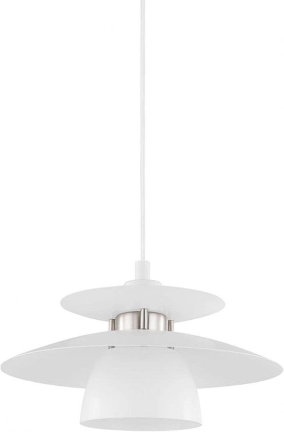 EGLO Brenda Pendant Light 1-Bulb Steel Colour: Matte Nickel White Socket: E27 Diameter: 32 cm