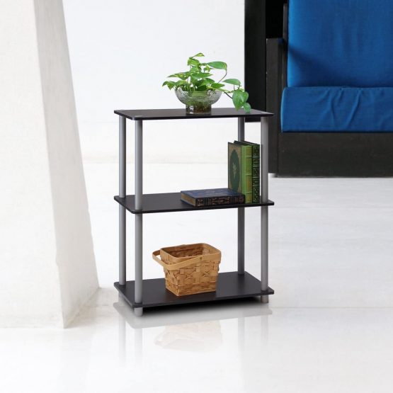 Furinno Turn-N-Tube 3-Tier Compact Multipurpose Shelf Display Rack, Standing Shelf, Black/Grey - Image 3