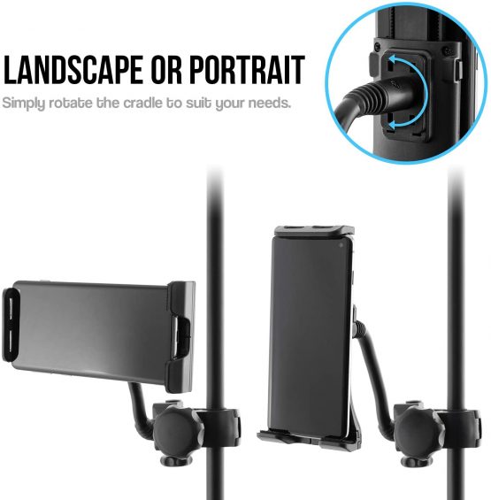 TIGER MSA35-BK | Microphone Stand Phone Holder | Fully Adjustable Gooseneck Mobile Phone Clamp | Black - Image 2