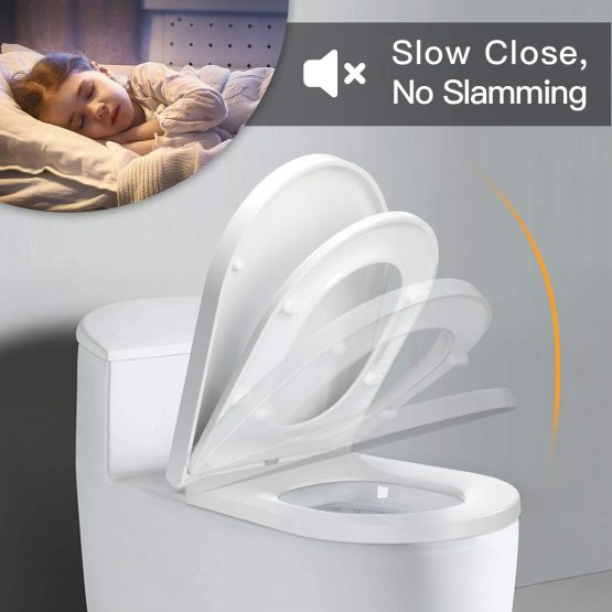 Pipishell Soft Close Toilet Seat with Quick Release, Simple Top Fixing, Heavy Duty UF Material Anti-Bacterial Toilet Seats White with Adjustable Stainless Hinges, D Shape/U Shape Toilet Lid Loo Seat - Image 3