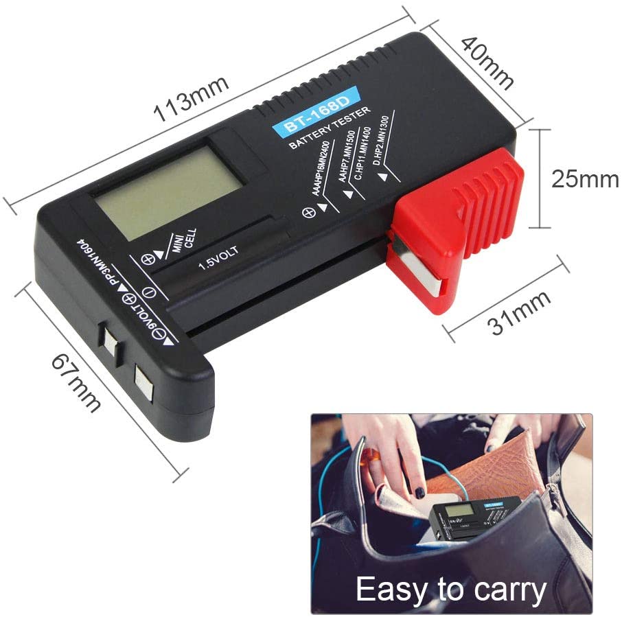 Favengo Battery Tester Universal Battery Checker Household Battery Volt Checker Tester with Accurate Digital Screen Multi Size for AA AAA C D 9V 1.5V and Button Cell Batteries (Model: BT-168D) - Image 2