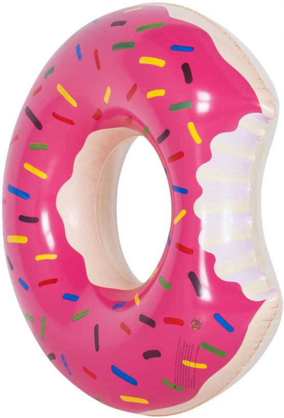 Goods & Gadgets Inflatable Donut Swim Tire 120cm Pool Party Giant Inflatable Swim Ring pink-purple - Image 2