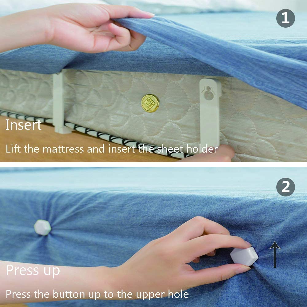 8-Pack Plastic Bed Sheet Holder Clips – Snug Fit For Twin/Full/Double Beds, Beige