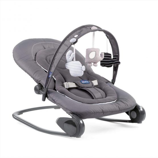 Chicco Hooplà Hammock for Babies from 0 Months to 18 kg, Rocking and Chair for Babies and Children with Arch, Adjustable Back and Reducing Cushion, Compact – Grey (Moon Grey)