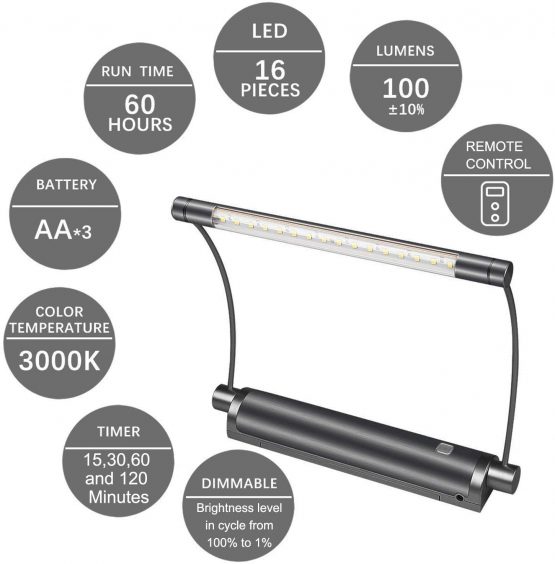HONWELL Picture Light Wireless Display Lights Battery Powered LED Wall Light Remote Control Uplight, Rotatable Light Heads with Timer Dimmer, Art Lights for Painting Frame Dartboard Artwork-Black - Image 2