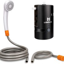 LIEBMAYA Portable Outdoor Shower, Camping Shower 4400mAh Battery Powered Shower Pump for Outdoor Family Camp/Hiking/Backpacking, Travel, Beach, Pet, Flowering, IPX7 Waterproof Black