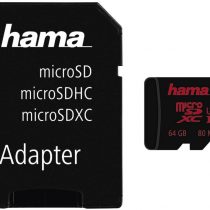 Hama MicroSDXC 64GB UHS Speed Class 3 UHS-I 80MB/s + Adapter/Photo, black
