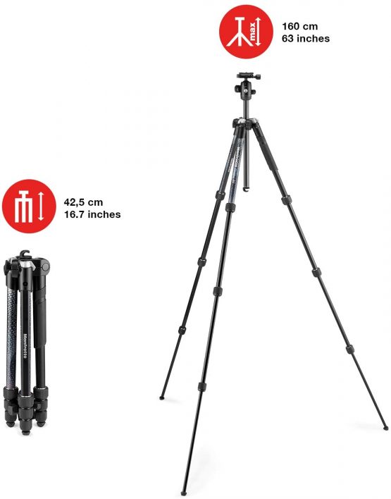 Manfrotto Element MII Camera Tripod, Travel Tripod in Aluminium with Ball Head and Carrying Bag, for Compact Cameras, CSC, DSLR, Photography Accessories for Content Creation and Vlogging - Image 3