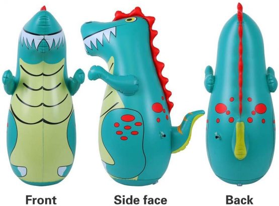 olyee Boxing Dinosaur Punching Bag for Kids & Adults, Free Standing Bounce Back Inflatable Roly-poly Toy for Relaxing Punch Indoors - Image 2