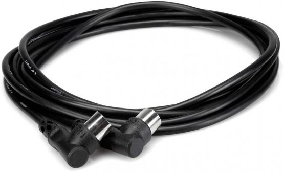 Hosa MID-310RR 10ft Right Angle 5 Pin DIN to Same MIDI Cable - Black - Image 2
