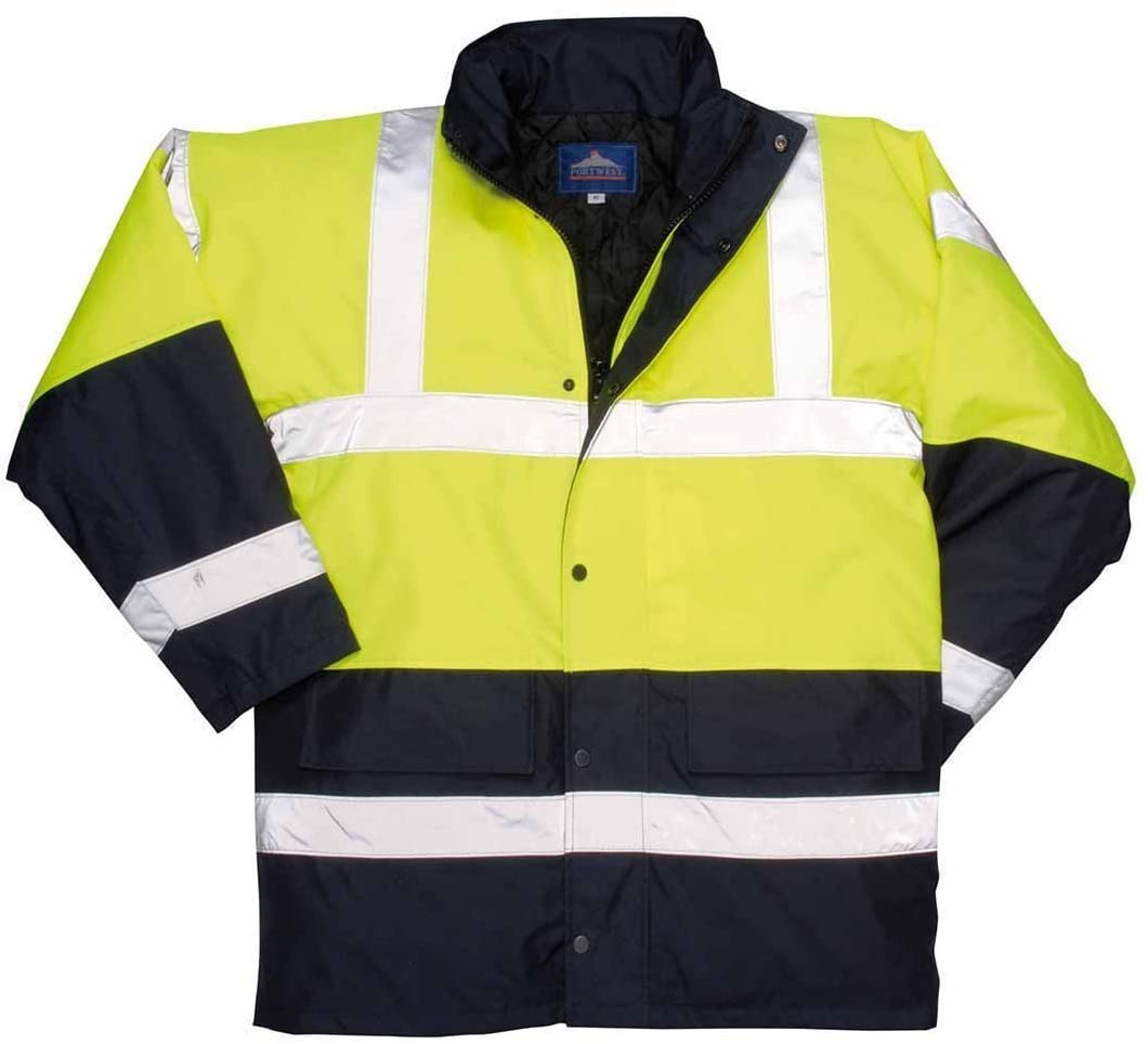 Portwest S466 Men's Waterproof Hi Vis Traffic Jacket - Reflective Safety Coat Yellow, 5X-Large, 5XL