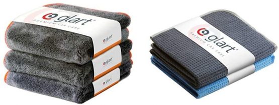 Glart 443TPO 3 Super Absorbent Microfibre Thick Plush Cloths 40 x 40 cm + Glart 2-Piece Set of Microfibre Cloths, 40 x 40 cm